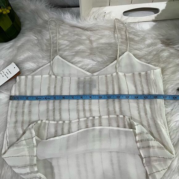 NEW Finity Naturals Linen Rayon Striped Spaghetti Strap Semi Sheer Blouse XS - Picture 15 of 16